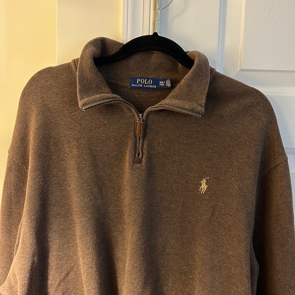 Ralph Lauren polo brown quarter zip. Size XXL